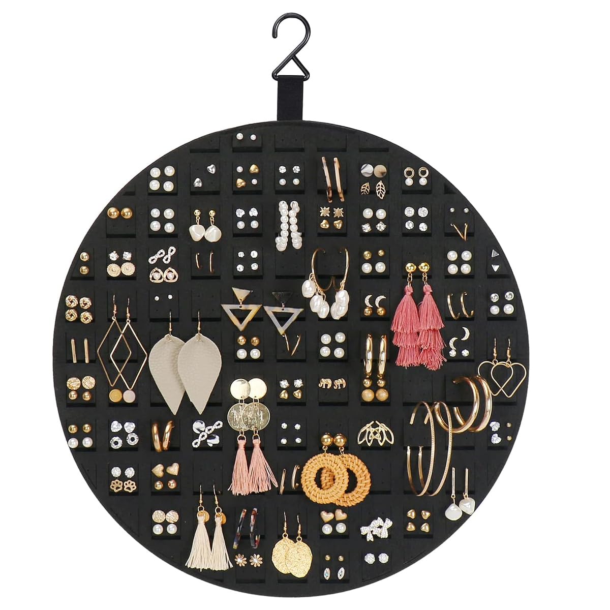 HASTHIP Earrings Organizer Hanging Earrings Holder Hanger Wall Mount Soft Felt Round Earring Stand for Display Jewelry Organizer - Hold up to 200 Pairs Earrings, Dark Grey HASTHIP Earrings Organizer Hanging Earrings Holder Hanger Wall Mount Soft Felt Round Earring Stand for Display Jewelry Organizer - Hold up to 200 Pairs Earrings, Dark Grey